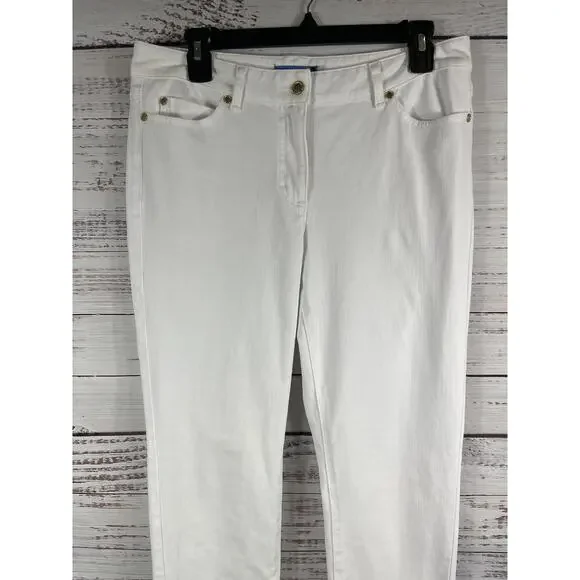 J.McLaughlin Jeans Women's 10 White Straight Leg Five Pocket Denim Pants Casual - Picture 2 of 8